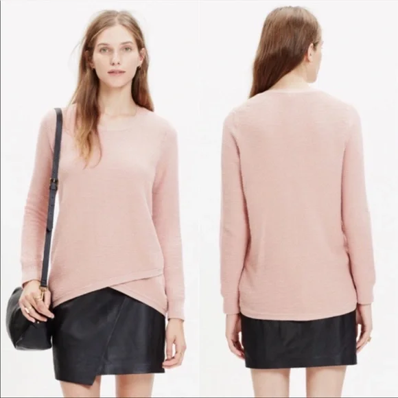 SOLD. Madewell | Wrap waffle knit rose pink sweater - Picture 2 of 10